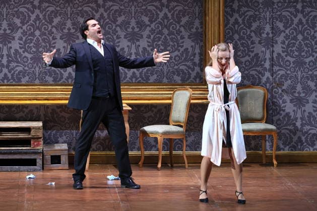 25 11 2025, Fedora, Jonathan Tetelman as Count Loris Ipanov, Vida Miknevi i t as Princess Fedora Romazov, Deutsche Oper Berlin, Berlin, premiere on 27 11 2025, directed by Christof Loy, Berlin Germany, Germany