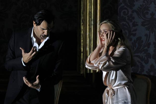 25 11 2025, Fedora, Jonathan Tetelman as Count Loris Ipanov, Vida Miknevi i t as Princess Fedora Romazov, Deutsche Oper Berlin, Berlin, premiere on 27 11 2025, directed by Christof Loy, Berlin Germany, Germany