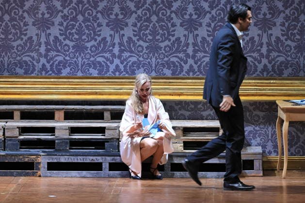 25 11 2025, Fedora, Jonathan Tetelman as Count Loris Ipanov, Vida Miknevi i t as Princess Fedora Romazov, Deutsche Oper Berlin, Berlin, premiere on 27 11 2025, directed by Christof Loy, Berlin Germany, Germany
