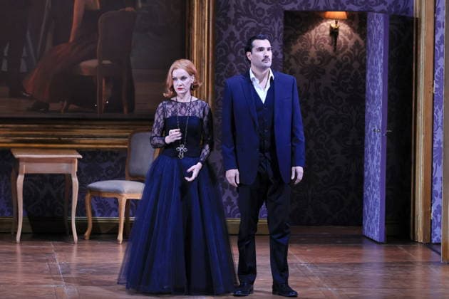 25 11 2025, Fedora, Jonathan Tetelman as Count Loris Ipanov, Vida Miknevi i t as Princess Fedora Romazov, Deutsche Oper Berlin, Berlin, premiere on 27 11 2025, directed by Christof Loy, Berlin Germany, Germany