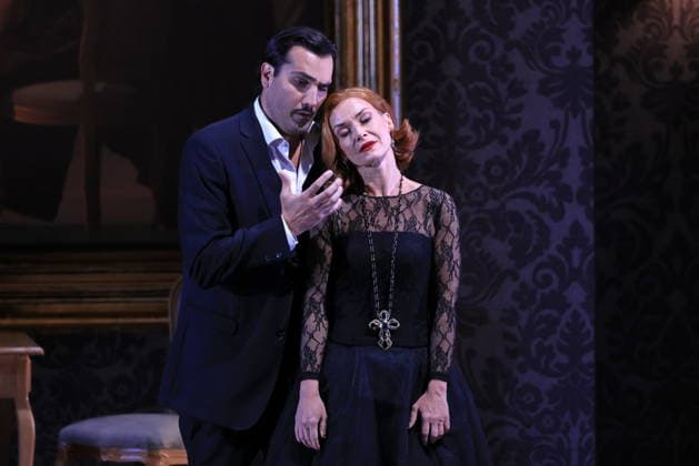 25 11 2025, Fedora, Jonathan Tetelman as Count Loris Ipanov, Vida Miknevi i t as Princess Fedora Romazov, Deutsche Oper Berlin, Berlin, premiere on 27 11 2025, directed by Christof Loy, Berlin Germany, Germany