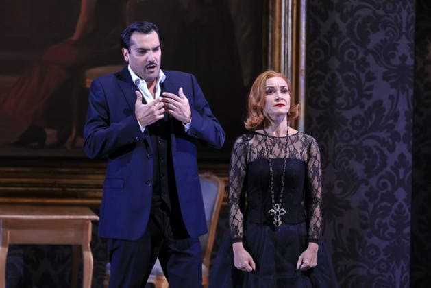 25 11 2025, Fedora, Jonathan Tetelman as Count Loris Ipanov, Vida Miknevi i t as Princess Fedora Romazov, Deutsche Oper Berlin, Berlin, premiere on 27 11 2025, directed by Christof Loy, Berlin Germany, Germany