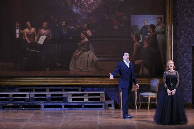 25 11 2025, Fedora, Jonathan Tetelman as Count Loris Ipanov, Vida Miknevi i t as Princess Fedora Romazov, Deutsche Oper Berlin, Berlin, premiere on 27 11 2025, directed by Christof Loy, Berlin Germany, Germany