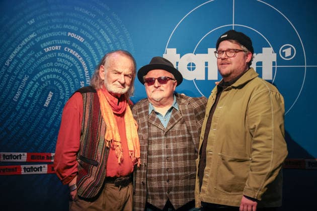 Premiere Münster Tatort Press event for the premiere of the new Münster Tatort Die Erfindung des Rades The broadcast is on December 7 on Ersten and the ARD Mediathek Claus D Clausnitzer, as Herbert Vaddern, Axel Prahl, as Frank Thiel and Björn Meyer, as Mirko Schrader Thiel Münster, North Rhine-Westphalia, DEU, Germany, 25 11 2025