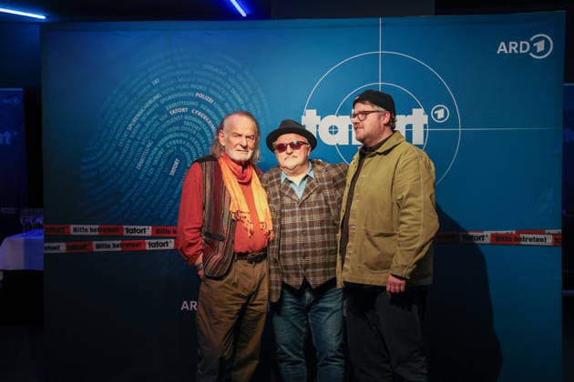 Premiere Münster Tatort Press event for the premiere of the new Münster Tatort Die Erfindung des Rades The broadcast is on December 7 on Ersten and the ARD Mediathek Claus D Clausnitzer, as Herbert Vaddern, Axel Prahl, as Frank Thiel and Björn Meyer, as Mirko Schrader Thiel Münster, North Rhine-Westphalia, DEU, Germany, 25 11 2025