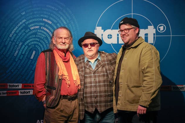 Premiere Münster Tatort Press event for the premiere of the new Münster Tatort Die Erfindung des Rades The broadcast is on December 7 on Ersten and the ARD Mediathek Claus D Clausnitzer, as Herbert Vaddern, Axel Prahl, as Frank Thiel and Björn Meyer, as Mirko Schrader Thiel Münster, North Rhine-Westphalia, DEU, Germany, 25 11 2025