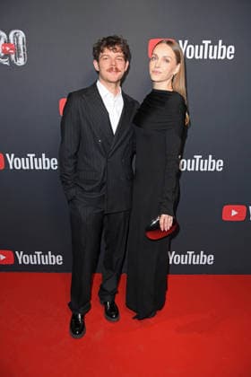 Georg Listing Tokio Hotel with wife Susanne Knispel on the red carpet at the YOUTUBE MUSIC AWARD DINNER at Grill Royal in Berlin on 25 11 2025