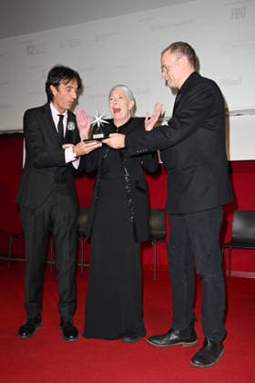 43rd Turin Film Festival 2025, Day 4 - Awarding of the Mole Stella to Vanessa Redgrave In the photo: Vanessa Redgrave, Giulio Base, Carlo Gabriel Nero  Copyright: xManuelexMangiarottix xipa-agency.netx xDxAvanzo Mangiarottix IPA_Agency_IPA68381960