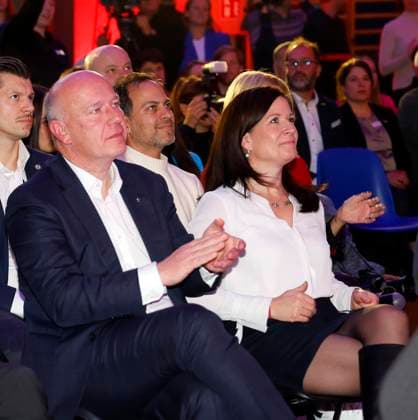 Dr. Christian Stäblein , Kai Wegner, Katharina Guenther Wuensch at the celebration of 30 years of Die Arche in Berlin