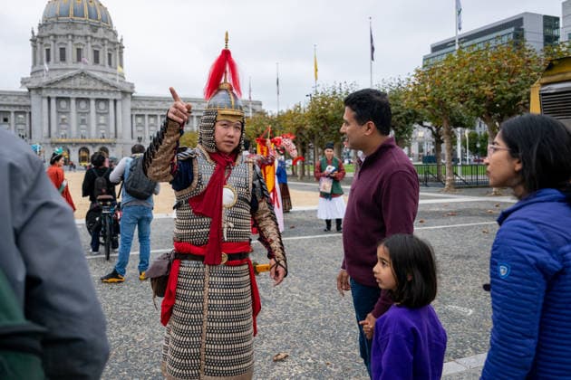 SAN FRANCISCO, CA - NOVEMBER 16: Hanfu enthusiasts showcase costumes during the annual Hanfu parade organized by Northern California Hanfu Association on November 16, 2025 in San Francisco, California.  Copyright: xVCGx 111605922250