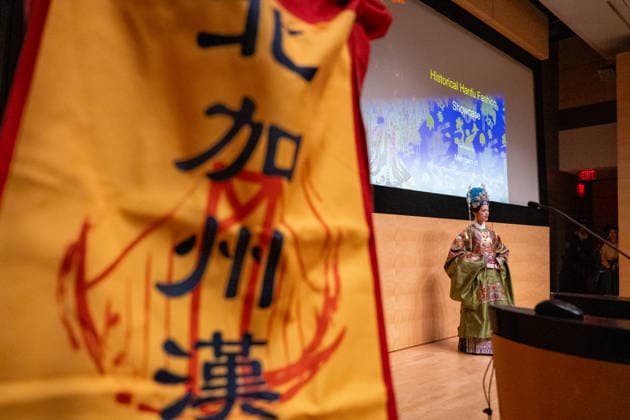 SAN FRANCISCO, CA - NOVEMBER 16: A hanfu enthusiast showcases costumes during the annual Hanfu parade organized by Northern California Hanfu Association on November 16, 2025 in San Francisco, California.  Copyright: xVCGx 111605922237