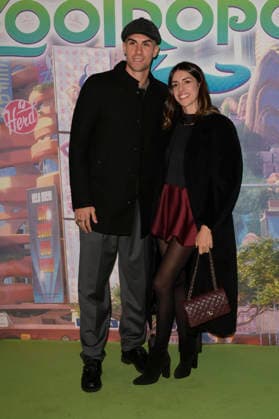 November 25, 2025, Rome, Italy: Gianluca Mancini (l) and Elisa Baggiani (r) attend the Disney movie premiere Zootropolis 2 green carpet at The Space Cinema Moderno. Rome Italy - ZUMAs197 20251125_aaa_s197_238 Copyright: xMarioxCartellix
