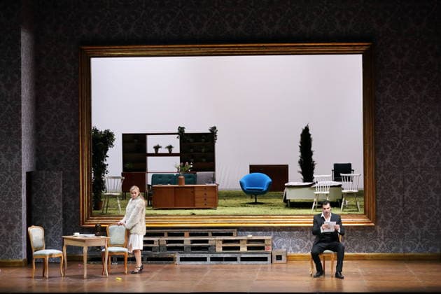 Vida Mikneviciute as Princess Fedora Romazov and Jonathan Tetelman as Count Loris Ipanov during the photo rehearsal for Fedora at the Deutsche Oper in Berlin, November 25, 2025 Melodramma in three acts by Umberto Giordano Musical direction John Fiore Staging Christof Loy Stage and costumes Herbert Murauer Premiere is on November 27, 2025 Deutsche Oper