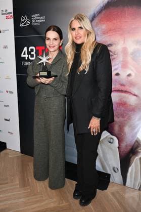 43rd Turin Film Festival - Awarding of The Mole Stella to Juliette Binoche Juliette Binoche, Tiziana Rocca during 43rd Turin Film Festival - Awarding of The Mole Stella to Juliette Binoche. Day 4 - Award ceremony for the Star of the Mole to Juliette Binoche. Italy, Turin on November 25, 2025. Photo by IPA ABACAPRESS.COM Turin Italy  Copyright: xIPA ABACAx