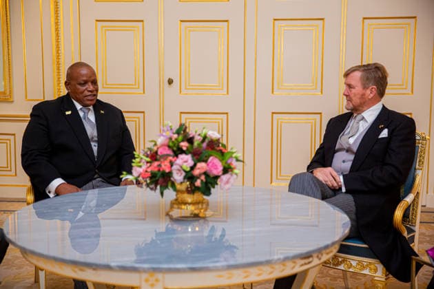 26-11-2025 Palace King Willem-Alexander during the credentials (geloofsbrieven) of the Ambassador of the Republic of Suriname, His Excellency R. W. Panka, at palace Noordeinde in The Hague. Â  Copyright: xPPEx