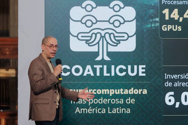 Mexico™s President Claudia Sheinbaum Holds Briefing JosÃ Antonio Pena Merino, Head of the Agency for Digital Transformation and Telecommunications, speaks during a news conference about the new Mexican supercomputer, Coatlicue , the first in Latin America, will have a large data processing capacity. on November 26, 2025 in Mexico City, Mexico. (Photo by Carlos Santiago Eyepix Group) Copyright: xCarlosxSantiagox xEyepixxGroupx CS_26112025_173575