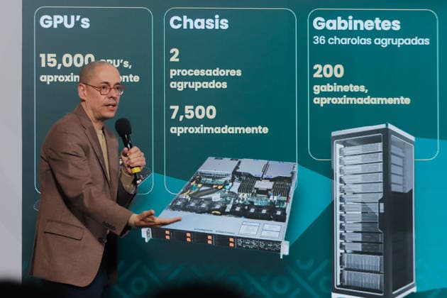 Mexico™s President Claudia Sheinbaum Holds Briefing JosÃ Antonio Pena Merino, Head of the Agency for Digital Transformation and Telecommunications, speaks during a news conference about the new Mexican supercomputer, Coatlicue , the first in Latin America, will have a large data processing capacity. on November 26, 2025 in Mexico City, Mexico. (Photo by Carlos Santiago Eyepix Group) Copyright: xCarlosxSantiagox xEyepixxGroupx CS_26112025_173583