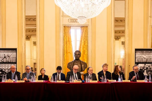 Premiere At La Scala -Lady Macbeth Of The Mtsensk District- Press Conference La Scala Theatre - Milan, Italy Carlo Rossanigo;Massimiliano Di Silvestre;Cristina Parenti;Tommaso Sacchi;Fortunato Ortombina;Riccardo Chailly;Vasily Barkhatov;Sara Jakubiak;Paolo Besana Premiere At La Scala -Lady Macbeth Of The Mtsensk District- Press Conference La Scala Theatre - Milan, Italy 26th November 2025  Copyright: xALFONSOxCATALANO SGPITALIAx