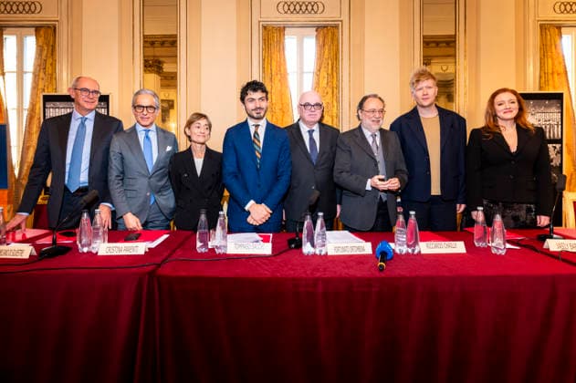 Premiere At La Scala -Lady Macbeth Of The Mtsensk District- Press Conference La Scala Theatre - Milan, Italy Carlo Rossanigo;Massimiliano Di Silvestre;Cristina Parenti;Tommaso Sacchi;Fortunato Ortombina;Riccardo Chailly;Vasily Barkhatov;Sara Jakubiak Premiere At La Scala -Lady Macbeth Of The Mtsensk District- Press Conference La Scala Theatre - Milan, Italy 26th November 2025  Copyright: xSGPx