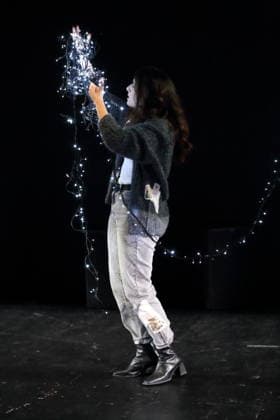 Aysima Ergün during the photo rehearsal for Die Allerletzten at the Maxim Gorki Theater in Berlin, Studio, 26 November 2025 Play and direction Marco Damghani Stage Hugo Gretler Costumes Ragna Fiona Rabea Hemmersbach Premiere is on 28 November 2025 Maxim Gorki Theater Berlin Die Allerletzten