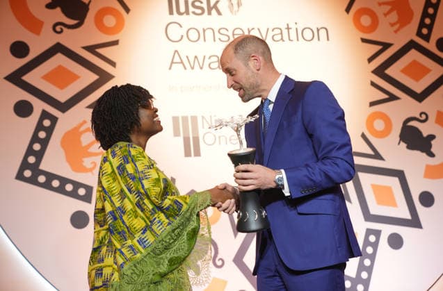Tusk Conservation Awards Rahima Njaidi receives the Tusk Award for Conservation in Africa from the Prince of Wales during the Tusk Conservation Awards at The Savoy Hotel in central London. Picture date: Wednesday November 26, 2025., Credit:Avalon.red Avalon UK, London  Copyright: xAvalon.redx xAvalonx 1054940207