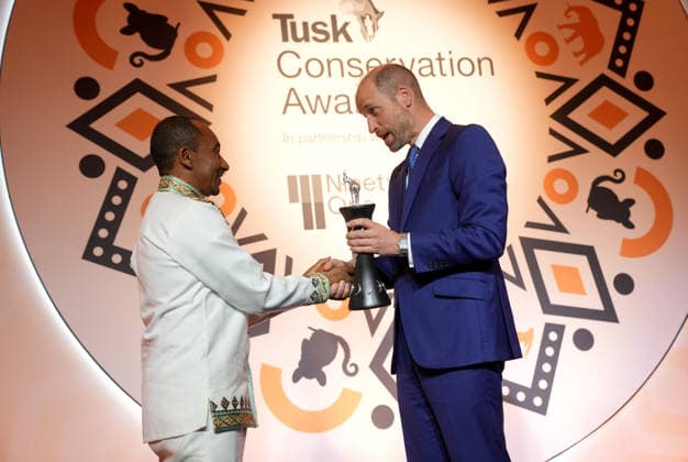 Tusk Conservation Awards Kumara Wakjira receives the Prince William Award for Conservation in Africa from the Prince of Wales during the Tusk Conservation Awards at The Savoy Hotel in central London. Picture date: Wednesday November 26, 2025., Credit:Avalon.red Avalon UK, London  Copyright: xAvalon.redx xAvalonx 1054940236