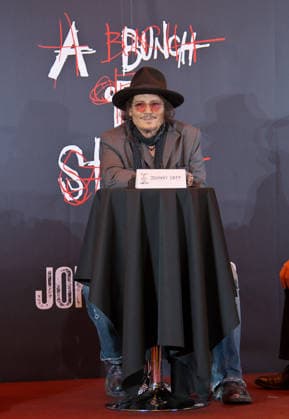Actor Johnny Depp attends a press conference for his exhibition A Bunch of Stuff -Tokyo in Tokyo, Japan on Thursday, November 27, 2025. His art exhibition will open November 28 to May 6, 2026.  TKP2025112712 KEIZOxMORI