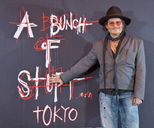 Actor Johnny Depp attends a press conference for his exhibition A Bunch of Stuff -Tokyo in Tokyo, Japan on Thursday, November 27, 2025. His art exhibition will open November 28 to May 6, 2026.  TKP2025112716 KEIZOxMORI