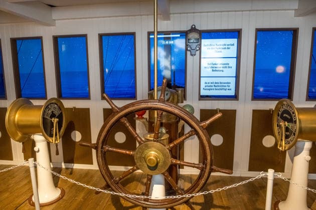 The exhibition Titanic An Immersive Voyage opens its doors in Leipzig on November 28 Original artifacts from the RMS Titanic and its sister ship Olympic as well as elaborately staged film props from James Camerons Titanic are on display Highlights include a rare deck chair from the promenade deck of the Titanic ocean liner that crashed in 1912 E