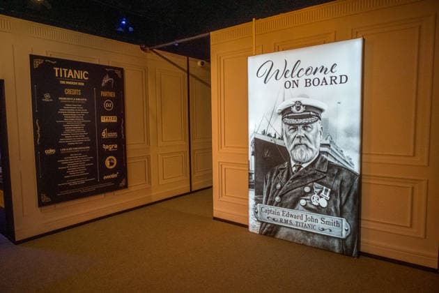 The exhibition Titanic An Immersive Voyage opens its doors in Leipzig on November 28 Original artifacts from the RMS Titanic and its sister ship Olympic as well as elaborately staged film props from James Camerons Titanic are on display Highlights include a rare deck chair from the promenade deck of the Titanic ocean liner that crashed in 1912 E