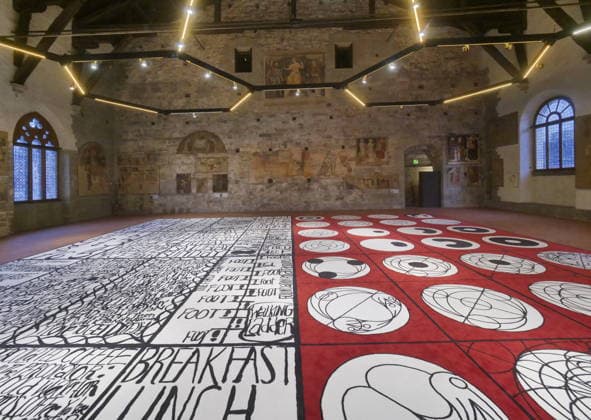 Matt Mullican s largest work, exhibited at the Palazzo della Ragione in Bergamo Alta, is a symbolic system composed of signs, diagrams, pictograms, and symbols.  Copyright: xLucaxPontix xipa-agency.netx xLucaxPonti Ipaxagencyx IPA_Agency_IPA68468033