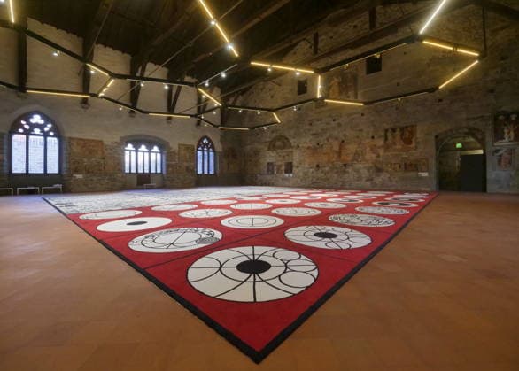 Matt Mullican s largest work, exhibited at the Palazzo della Ragione in Bergamo Alta, is a symbolic system composed of signs, diagrams, pictograms, and symbols.  Copyright: xLucaxPontix xipa-agency.netx xLucaxPonti Ipaxagencyx IPA_Agency_IPA68468016