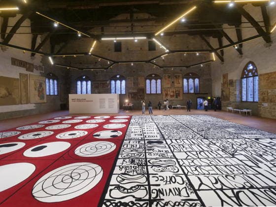 Matt Mullican s largest work, exhibited at the Palazzo della Ragione in Bergamo Alta, is a symbolic system composed of signs, diagrams, pictograms, and symbols.  Copyright: xLucaxPontix xipa-agency.netx xLucaxPonti Ipaxagencyx IPA_Agency_IPA68468086