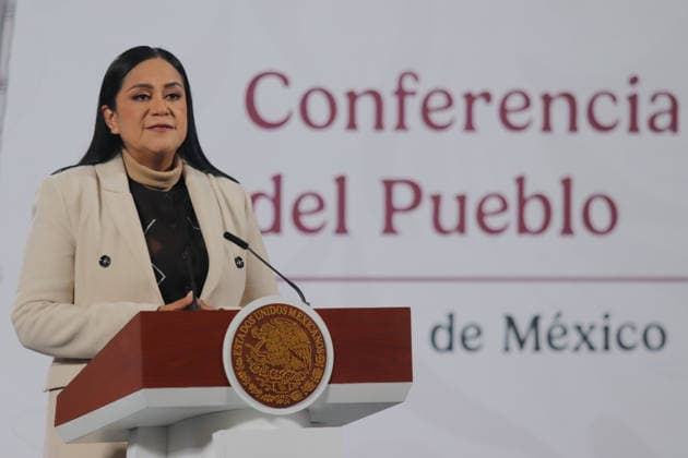 Ariadna Montiel Reyes, Secretary of Bienestar speaks during a press conference at National Palace. on November 28, 2025 in Mexico City, Mexico. Mexico City Mexico - ZUMAe321 20251128_zia_e321_003 Copyright: xCarlosxSantiagox