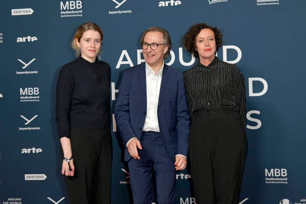 Katharina Stark, Bernhard Karl and Maria Schrader at the festival opening and the premiere of the feature film Sentimental Value at the 20th Around the World in 14 Films festival at the cinema in theKulturBrauerei Berlin, 28 11 2025 Foto:xM.xBehrensx xFuturexImagex world_5154