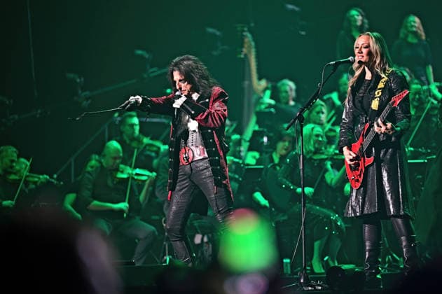 Night of the Proms 2025 Singer Alice Cooper and guitarist Nita Strauss during a performance at the Night of the Proms 2025 on 28 11 2025 at the SAP Arena Mannheim 20251128MWI100043