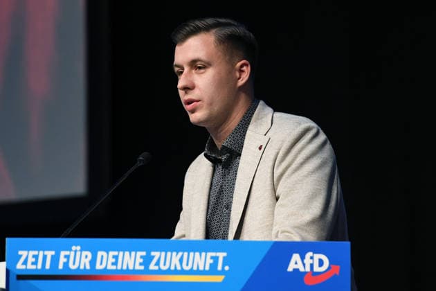 Gründung der AfD-Jugendorganisation am 29.11.2025 in den Hessenhallen in Gießen Jean-Pascal Hohm ( Vorsitzender Generation Deutschland ) *** Foundation of the AfD youth organization on 29 11 2025 in the Hessenhallen in Giessen Jean Pascal Hohm Chairman Generation Germany xRx