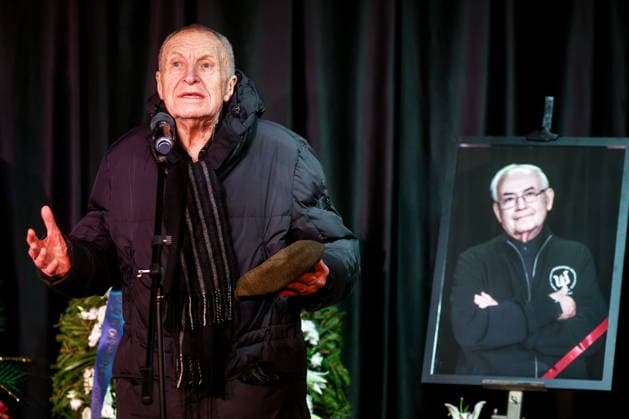 RUSSIA, MOSCOW - NOVEMBER 30, 2025: Director Andrei Smirnov attends a farewell ceremony for the late actor Vsevolod Shilovsky at Shilovsky Moscow Theatre Studio. Vsevolod Shilovsky passed away on 26 November 2025 at the age of 87. Moscow Russia  - ZUMAt113 20251130_zaa_t113_150 Copyright: xSergeixBulkinx