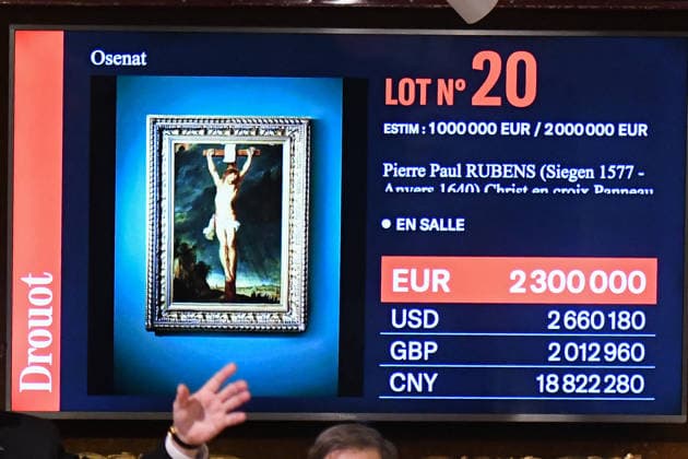 Rubens Painting Christ on the Cross Sold for Ä2.3 Million - Versailles The painting Christ on the Cross (Le Christ en croix, 1614–1615) by Flemish master Peter Paul Rubens was sold for Ä2.3 million at an auction in Versailles, France, on November 30, 2025. After being found in a private Paris mansion, the painting shocked the art world and drew major attention from international collectors, museums, and historians. Photo by Florian Poitout ABACAPRESS.COM Versailles France  Copyright: xPoitoutxFlorian ABACAx