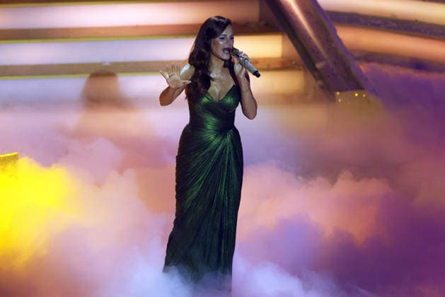 The Advent Festival of 100,000 Lights 2025 Andrea Berg German pop singer in a green dress The Advent Festival of 100,000 Lights 2025 ARD ORF Show from 29 11 2025 at the Congress Center Suhl Thuringia, Germany