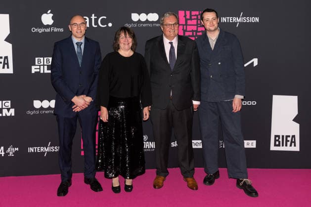 November 30, 2025, London, England, United Kingdom: LINDA FORSEN, PAUL DAVIES, ANDREW STIRK and TIM BURNS attend the 28th British Independent Film Awards (BIFA) ceremony at the Roundhouse. London United Kingdom - ZUMAs371 20251130_zip_s371_135 Copyright: xWiktorxSzymanowiczx