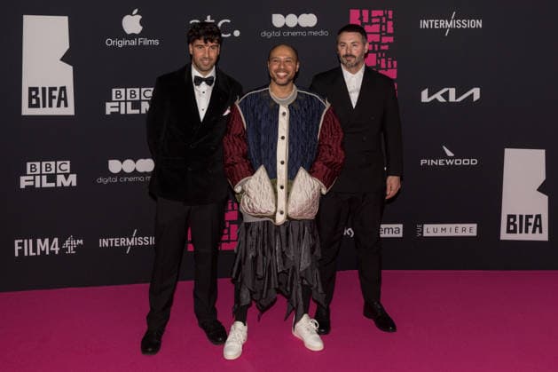 November 30, 2025, London, England, United Kingdom: BEN JACKSON, DEAN ATTA and BAZ SELLS attend the 28th British Independent Film Awards (BIFA) ceremony at the Roundhouse. London United Kingdom - ZUMAs371 20251130_zip_s371_140 Copyright: xWiktorxSzymanowiczx
