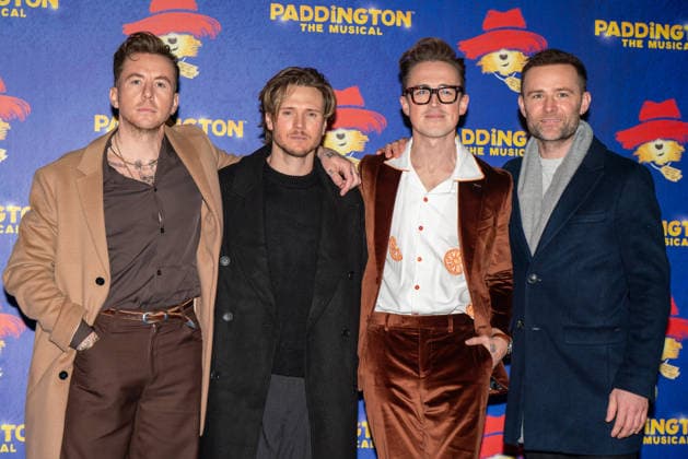 Paddington The Musical Word Premiere in London - 30 Nov 2025 L-R Danny Jones, Dougie Poynter, Tom Fletcher and Harry Judd seen arriving on the Blue Carpet during the Paddington The Musical World Premiere opens in the West End, London. London United Kingdom Copyright: xBonniexBritainx xSOPAxImagesx BNS02266