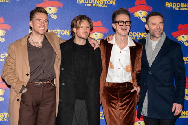 Paddington The Musical Word Premiere in London - 30 Nov 2025 L-R Danny Jones, Dougie Poynter, Tom Fletcher and Harry Judd seen arriving on the Blue Carpet during the Paddington The Musical World Premiere opens in the West End, London. London United Kingdom Copyright: xBonniexBritainx xSOPAxImagesx BNS02275