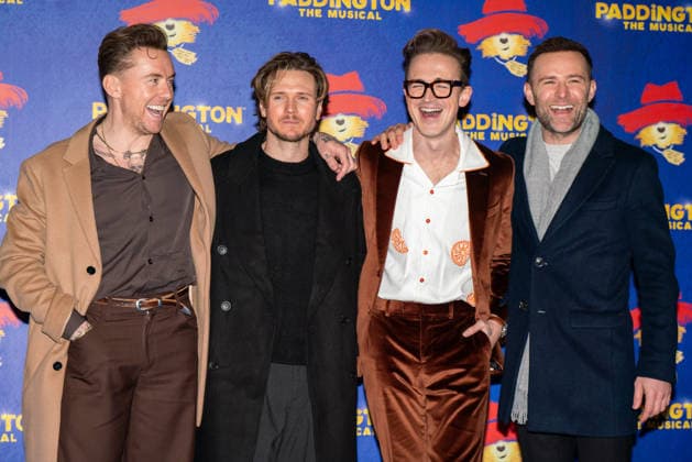 Paddington The Musical Word Premiere in London - 30 Nov 2025 L-R Danny Jones, Dougie Poynter, Tom Fletcher and Harry Judd seen arriving on the Blue Carpet during the Paddington The Musical World Premiere opens in the West End, London. London United Kingdom Copyright: xBonniexBritainx xSOPAxImagesx BNS02288