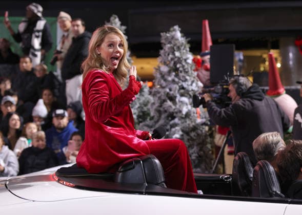 Sarah Reeves cruises down Hollywood Blvd. during The 93rd Annual Hollywood Christmas Parade With Grand Marshal Luke Wilson In Support of Marine Toys for Tots in Los Angeles on Sunday, November 30, 2025.  LAP20251130775 GERGxGRUDT