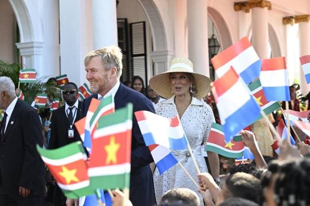 Paramaribo, The Netherlands, 2025-12-01 09:15:17 PARAMARIBO, December 1, 2025, Presidential Palace. King Willem-Alexander and Queen Maxima are paying a state visit to the Republic of Suriname at the invitation of President Jennifer Geerlings-Simons. President Simons and her husband will welcome the Royal Couple at the Presidential Palace with an official welcome ceremony, followed by a private chat. PHOTO: NLBeeld Patrick van Emst Credit: NL Beeld Patrick van Emst  Copyright: xx x