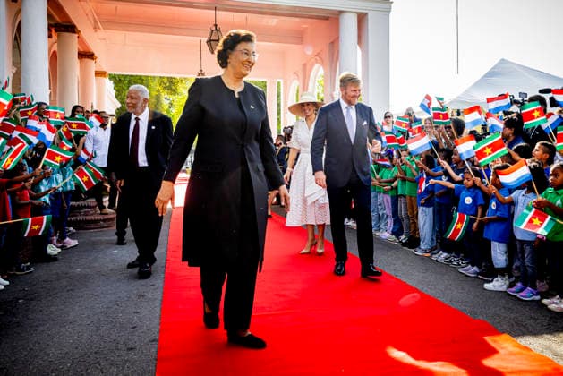 01-12-2025 Airport King Willem-Alexander and Queen Maxima on the 1st day of the 3 day statevisit to Suriname Surinamese President Jennifer Geerlings-Simons and her husband Glenn Geerlings welcomed the Royal Couple at the Presidential Palace. Â  Copyright: xPPEx