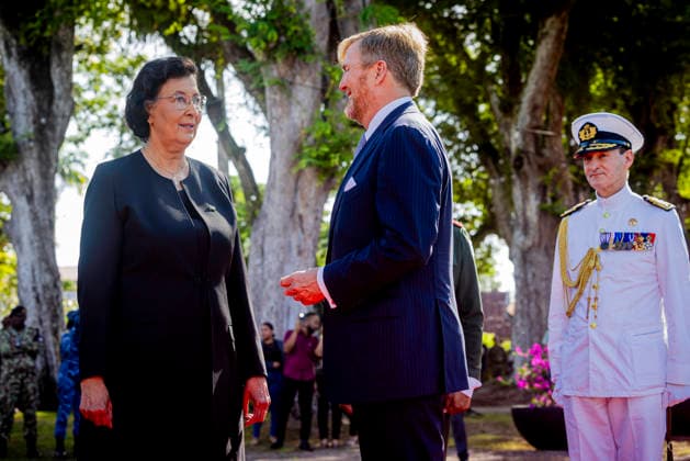 01-12-2025 Airport King Willem-Alexander and Queen Maxima on the 1st day of the 3 day statevisit to Suriname Surinamese President Jennifer Geerlings-Simons and her husband Glenn Geerlings welcomed the Royal Couple at the Presidential Palace. Â  Copyright: xPPEx
