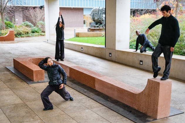 Open Monuments by Melek Zeynep Bulut photocall, new London Design Festival Landmark Project at the Design Museum, London, UK London, UK. 01st Dec, 2025. Dancers create movement around the forms of the work. Open Monuments by Melek Zeynep Bulut, is a new public installation and London Design Festival Landmark Project in the courtyard of the Design Museum in Kensington. LDF will present Open Monuments by Melek Zeynep Bulut at the Design Museum from 1 - 14 Dec 2025., Credit:Imageplotter Avalon  Copyright: xImageplotterx xAvalonx 1055819694